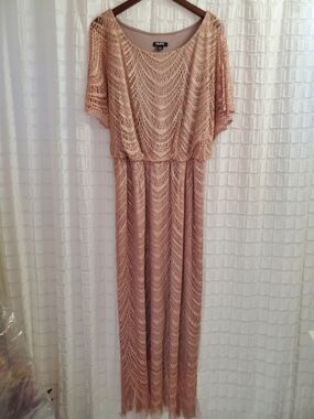 SLNY Blush Crochet Maxi Dress